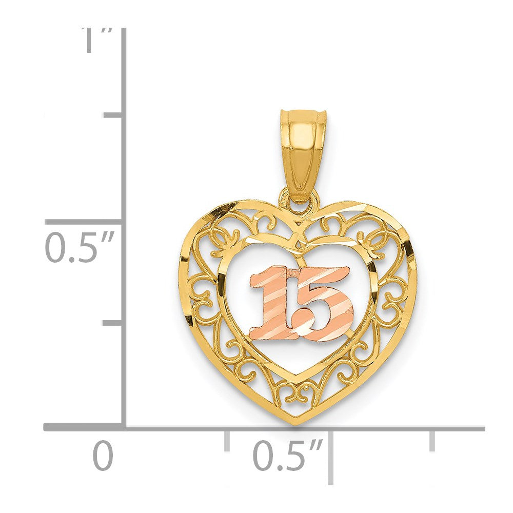 Two-tone Diamond-cut 15 Pendant - WBC