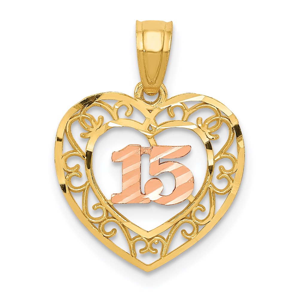 Two-tone Diamond-cut 15 Pendant - WBC