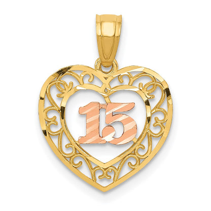 Two-tone Diamond-cut 15 Pendant - WBC