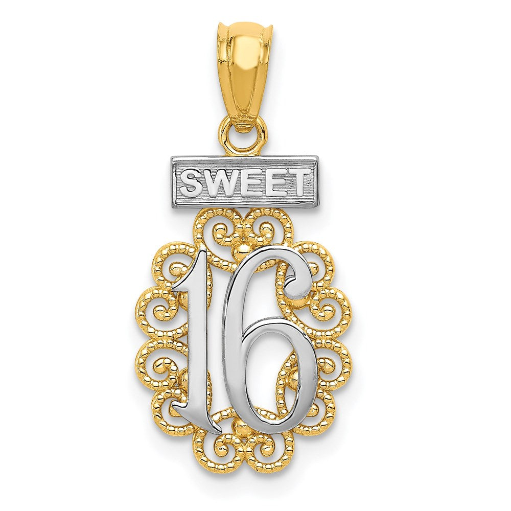 with Rhodium Filigree SWEET 16 Pendant - WBC