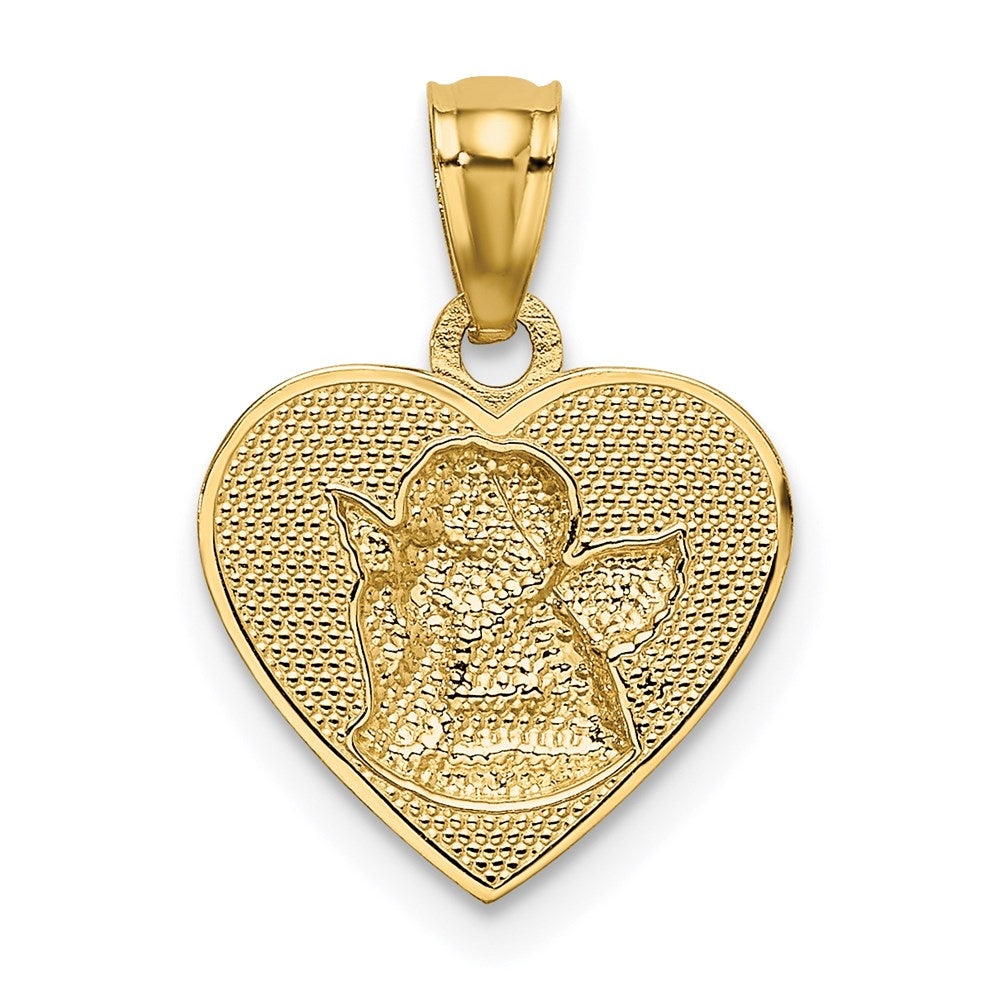 and Rhodium Polished Guardian Angel in Heart Pendant - WBC