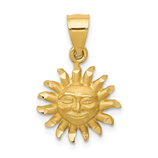 Satin Diamond-cut Sun Pendant - WBC