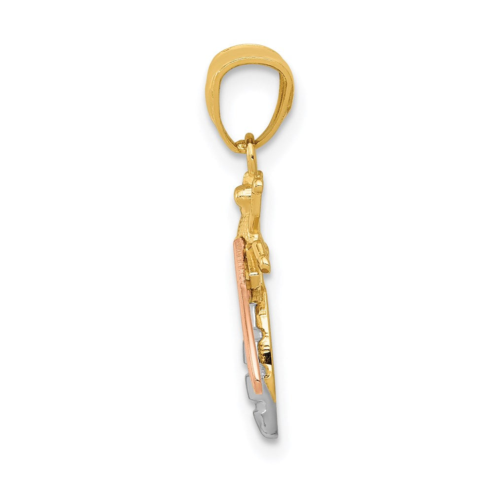 Two-tone with Rhodium Polished Bee Pendant - WBC