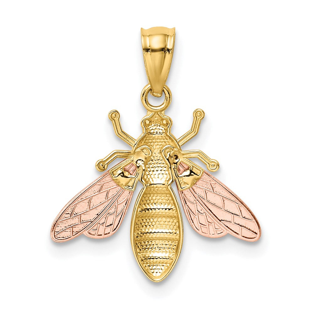 Two-tone with Rhodium Polished Bee Pendant - WBC