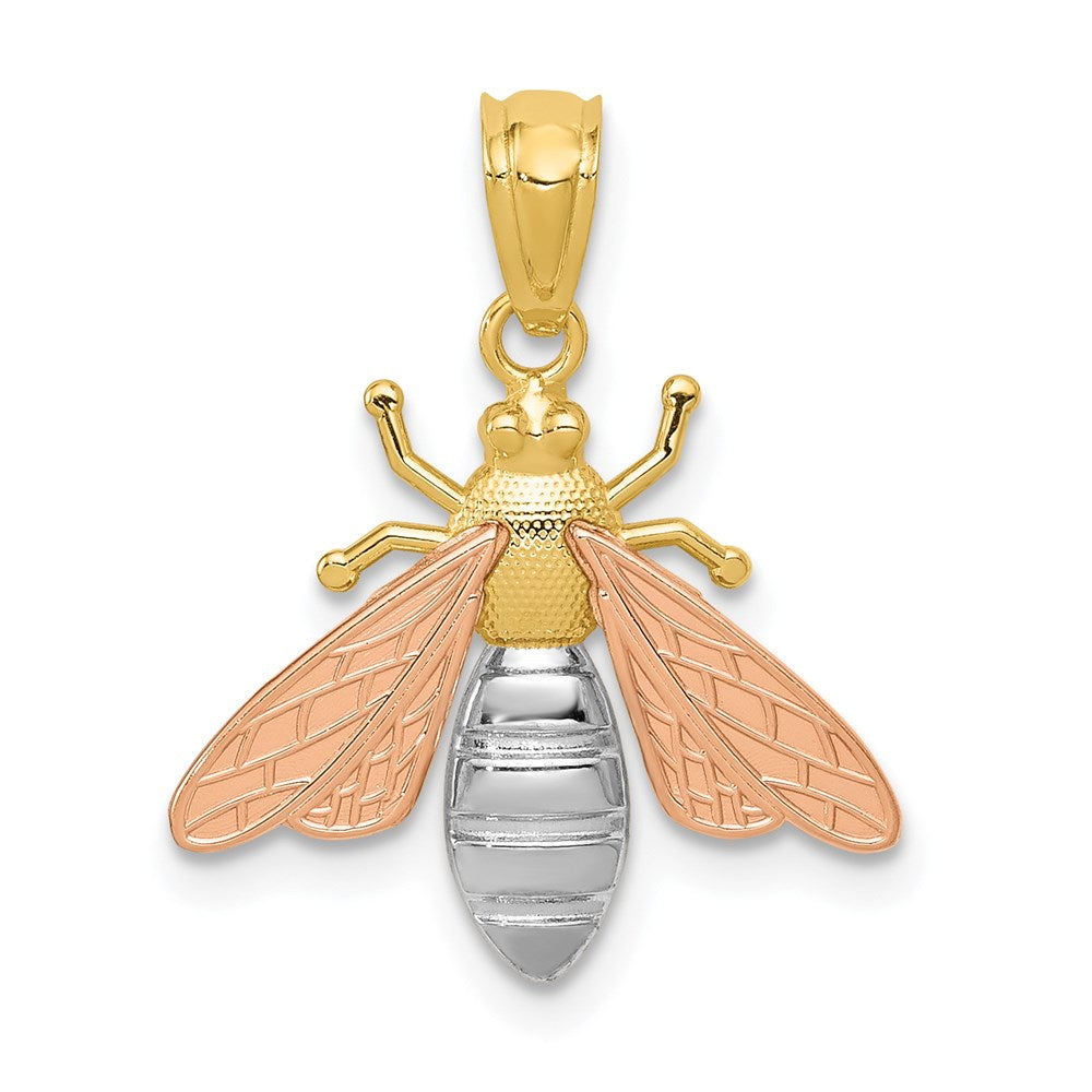 Two-tone with Rhodium Polished Bee Pendant - WBC