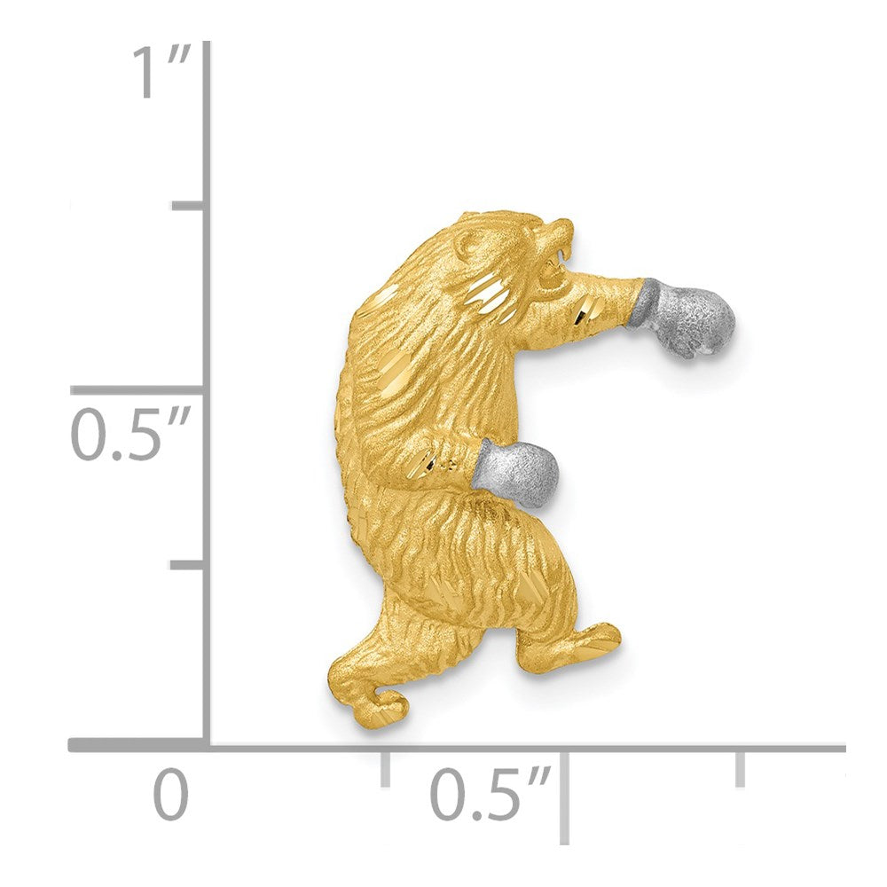 and Rhodium Satin Diamond-cut Boxing Bear Chain Slide - WBC