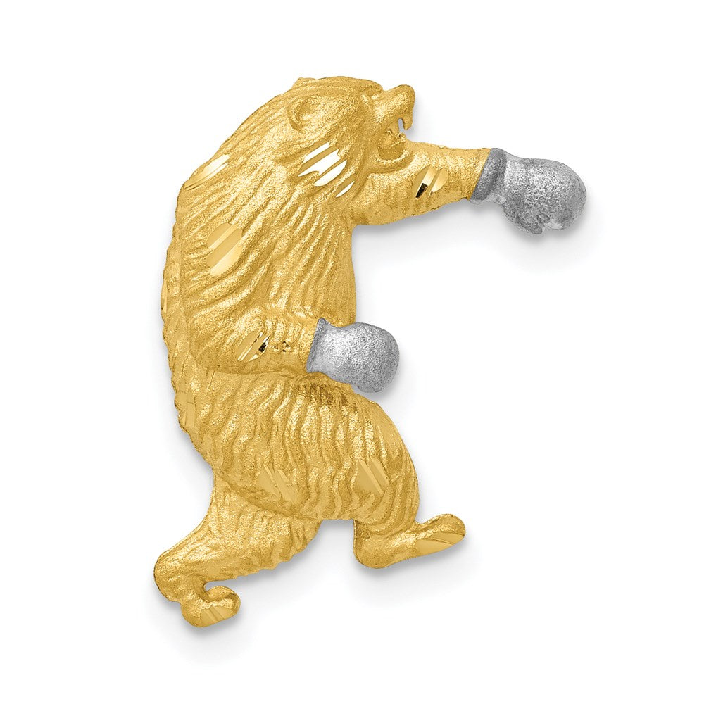 and Rhodium Satin Diamond-cut Boxing Bear Chain Slide - WBC