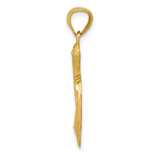 Diamond-cut Satin and Polished Dolphins Heart Pendant - WBC