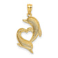 Diamond-cut Satin and Polished Dolphins Heart Pendant - WBC