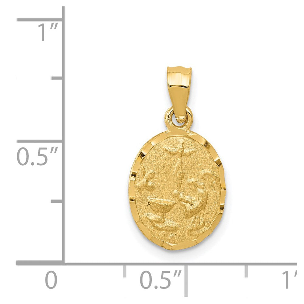 Satin and Diamond-Cut Baptism Oval Pendant - WBC