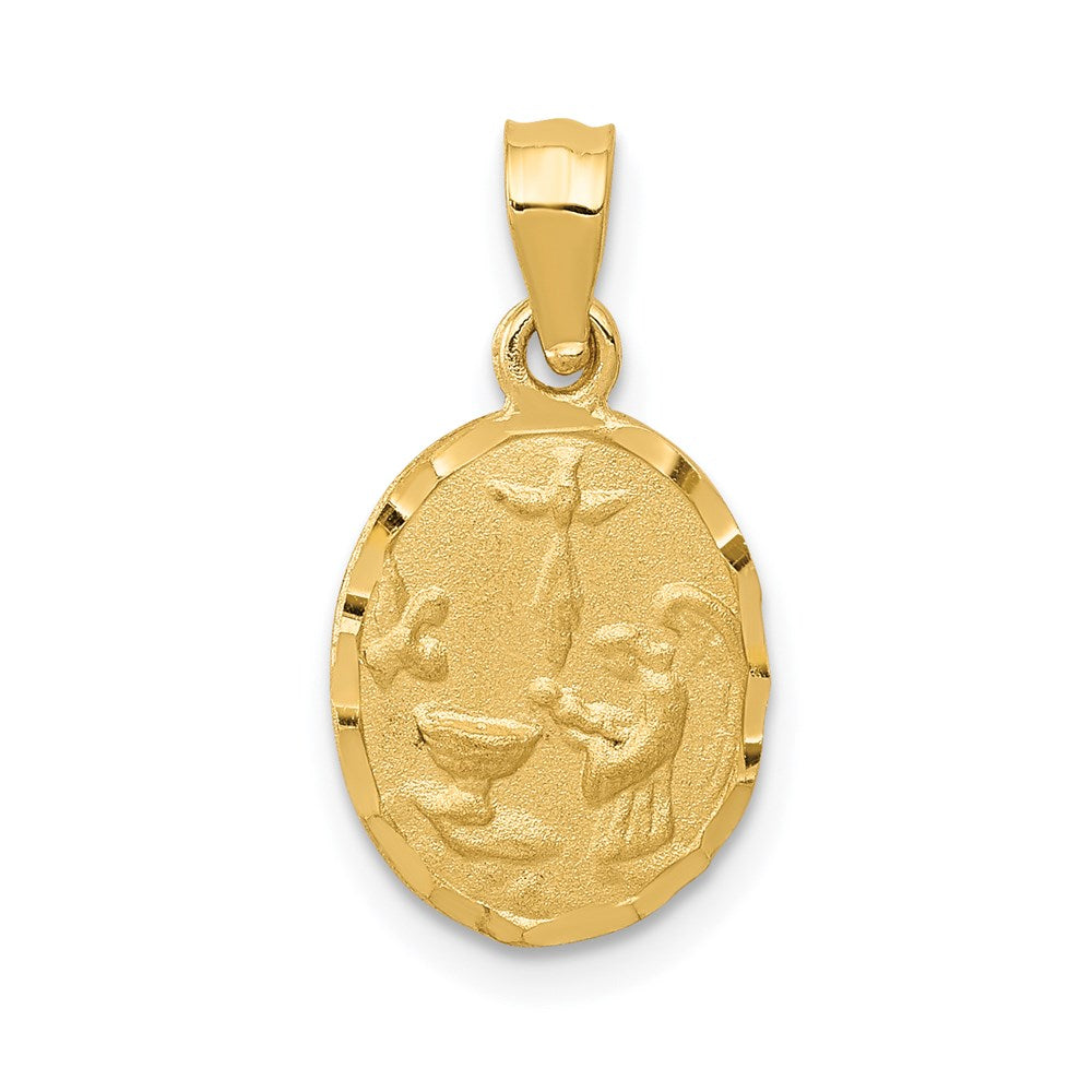 Satin and Diamond-Cut Baptism Oval Pendant - WBC