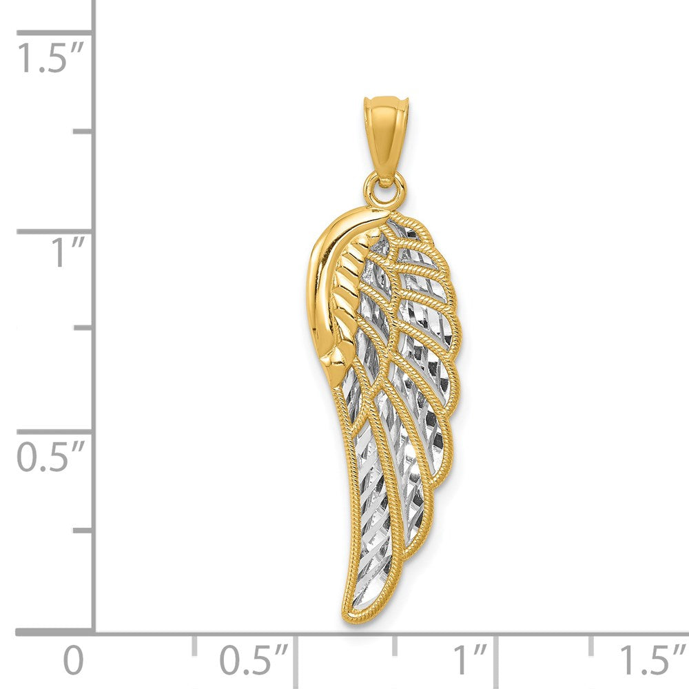 and Rhodium Polished Two-Level Angel Wing Pendant - WBC