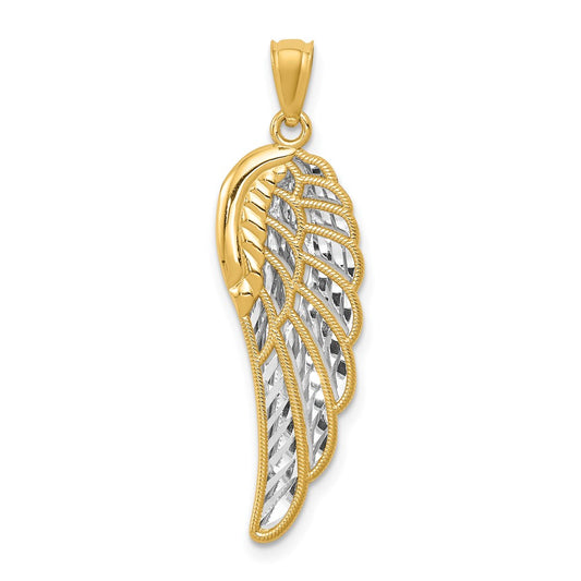 and Rhodium Polished Two-Level Angel Wing Pendant - WBC