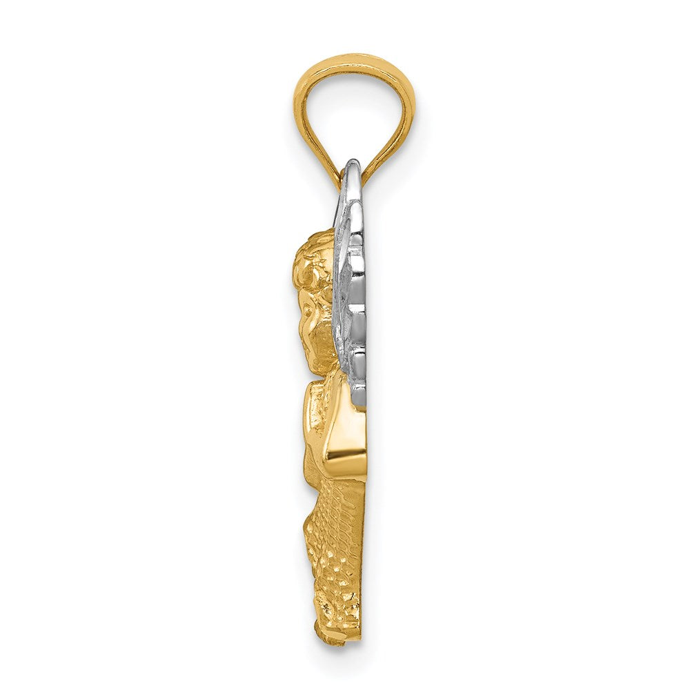and Rhodium Diamond-cut Praying Angel Pendant - WBC