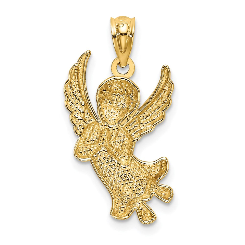 and Rhodium Diamond-cut Praying Angel Pendant - WBC