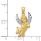 and Rhodium Diamond-cut Praying Angel Pendant - WBC