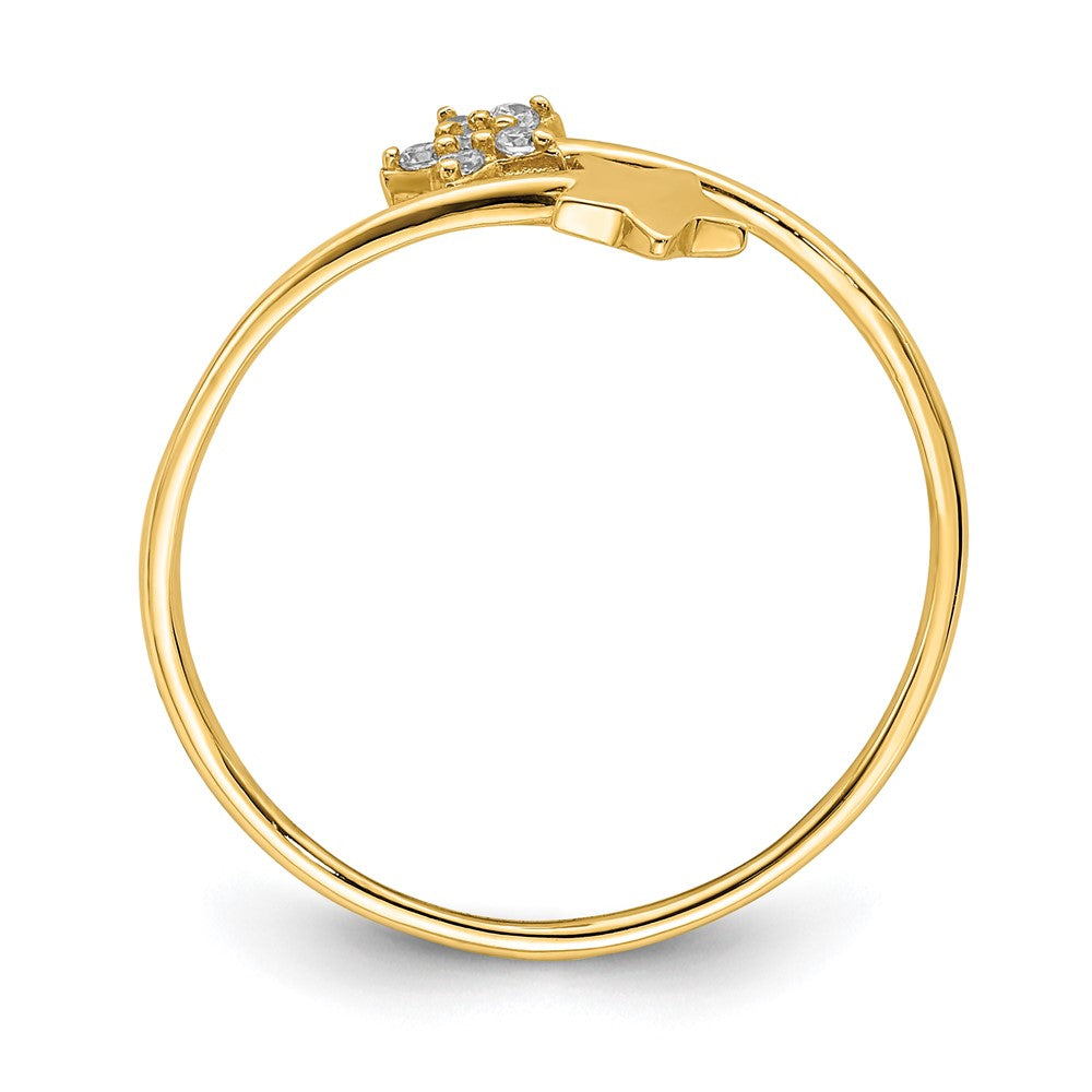 Polished CZ Two Stars Bypass Ring - WBC