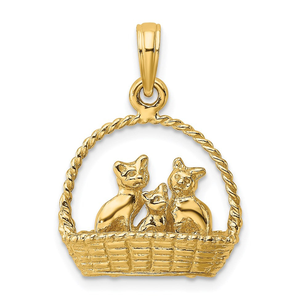 3-D Cats Inside Of Basket Charm - WBC