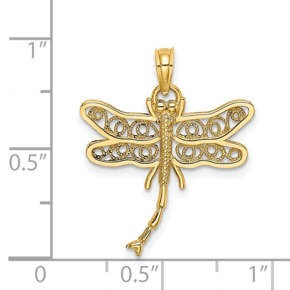 Dragonfly with Beaded Filigree Wings Charm - WBC