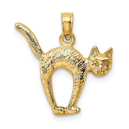 3-D Textured Arch Back and Raised Tail Cat Charm - WBC