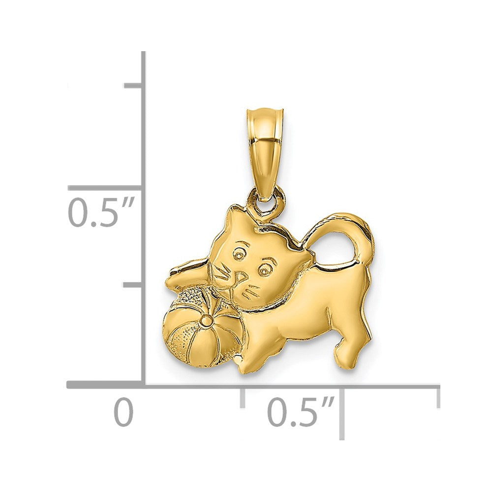 3-D Polished Kitten with Ball Charm - WBC