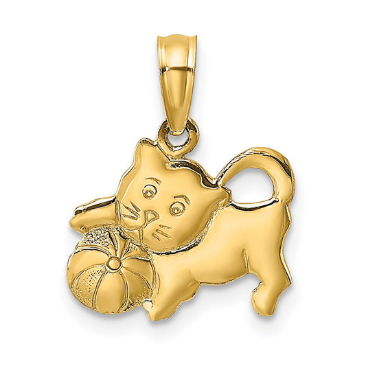 3-D Polished Kitten with Ball Charm - WBC