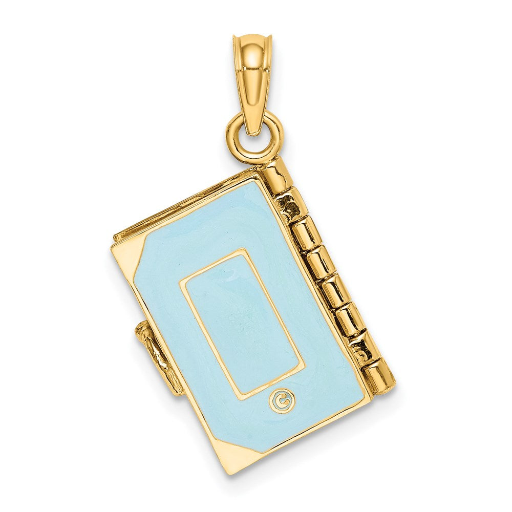 Blue Enameled 3-D Bible with Lord's Prayer and Moveable Pages Pendant - WBC