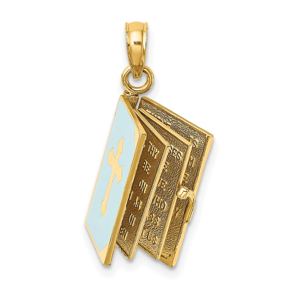 Blue Enameled 3-D Bible with Lord's Prayer and Moveable Pages Pendant - WBC