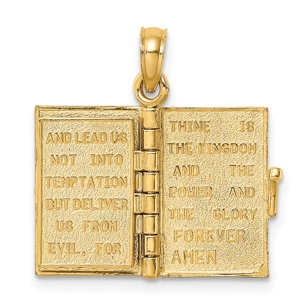 Blue Enameled 3-D Bible with Lord's Prayer and Moveable Pages Pendant - WBC