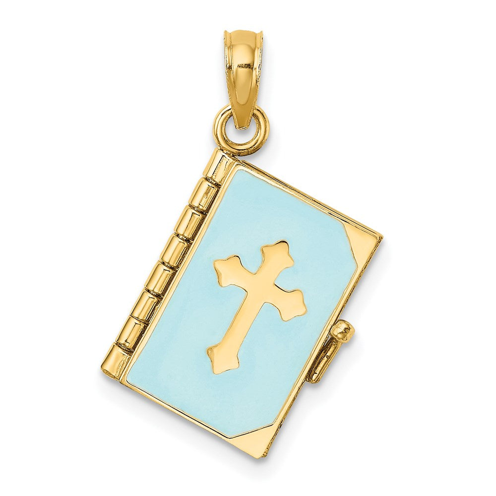 Blue Enameled 3-D Bible with Lord's Prayer and Moveable Pages Pendant - WBC