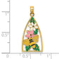 Enameled Bumblebee and Flowers Triangle Charm - WBC
