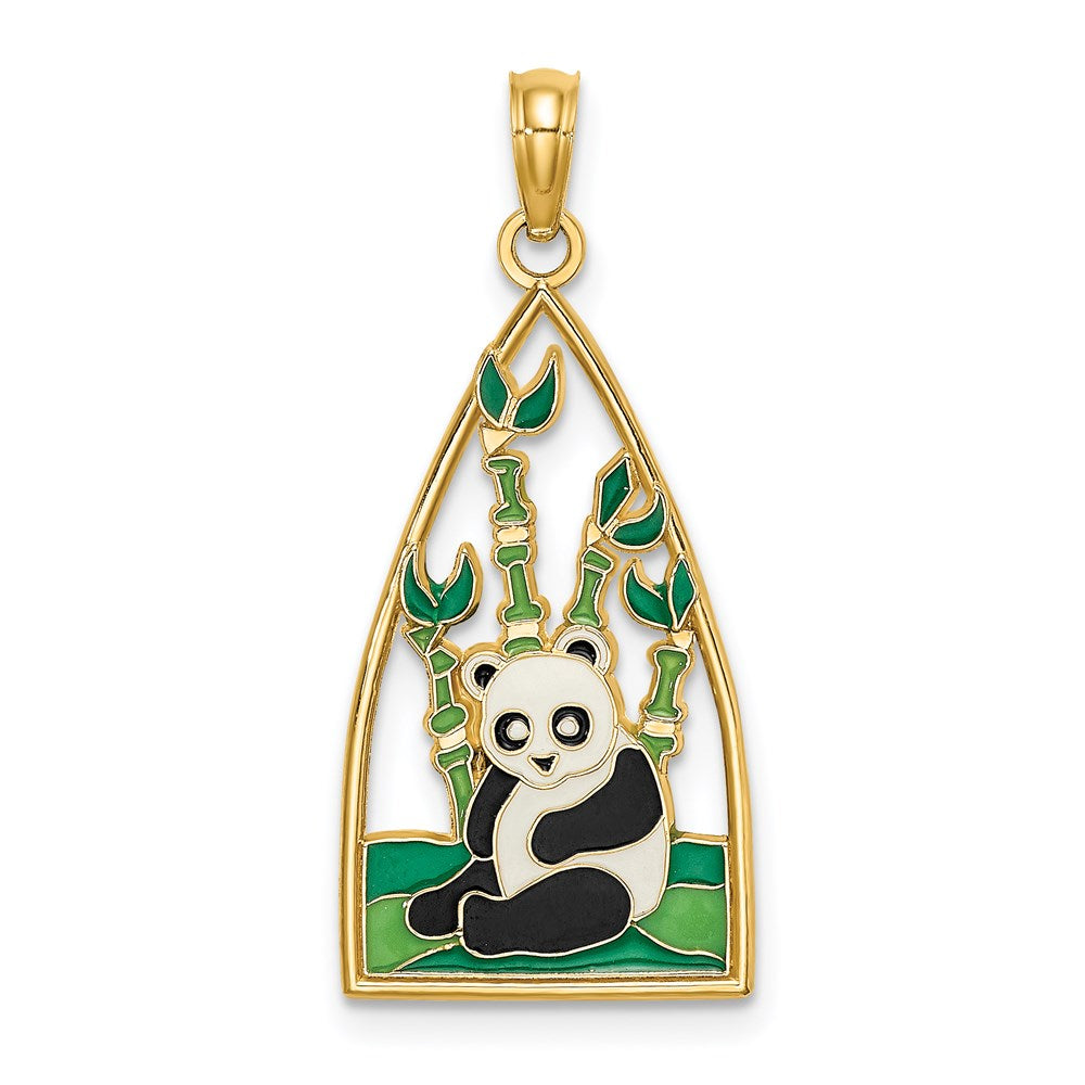Multi-color Enamel Panda Bear and Bamboo Charm - WBC