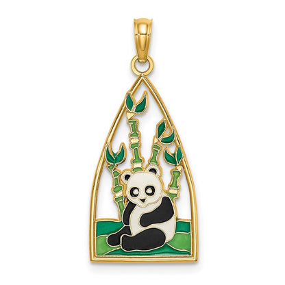 Multi-color Enamel Panda Bear and Bamboo Charm - WBC