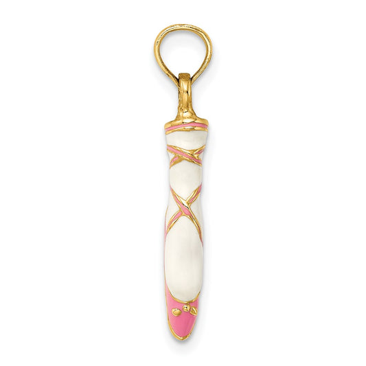 3-D Pink and Enameled Ballet Shoe Charm - WBC