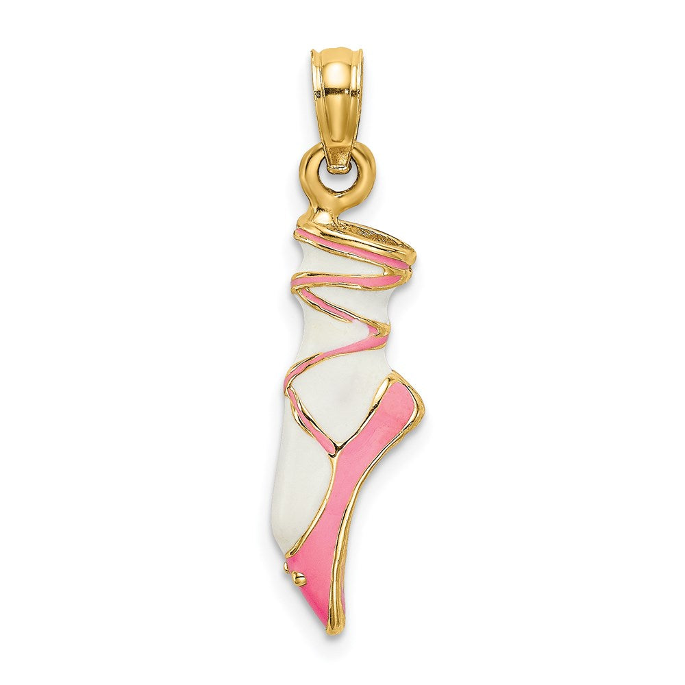 3-D Pink and Enameled Ballet Shoe Charm - WBC