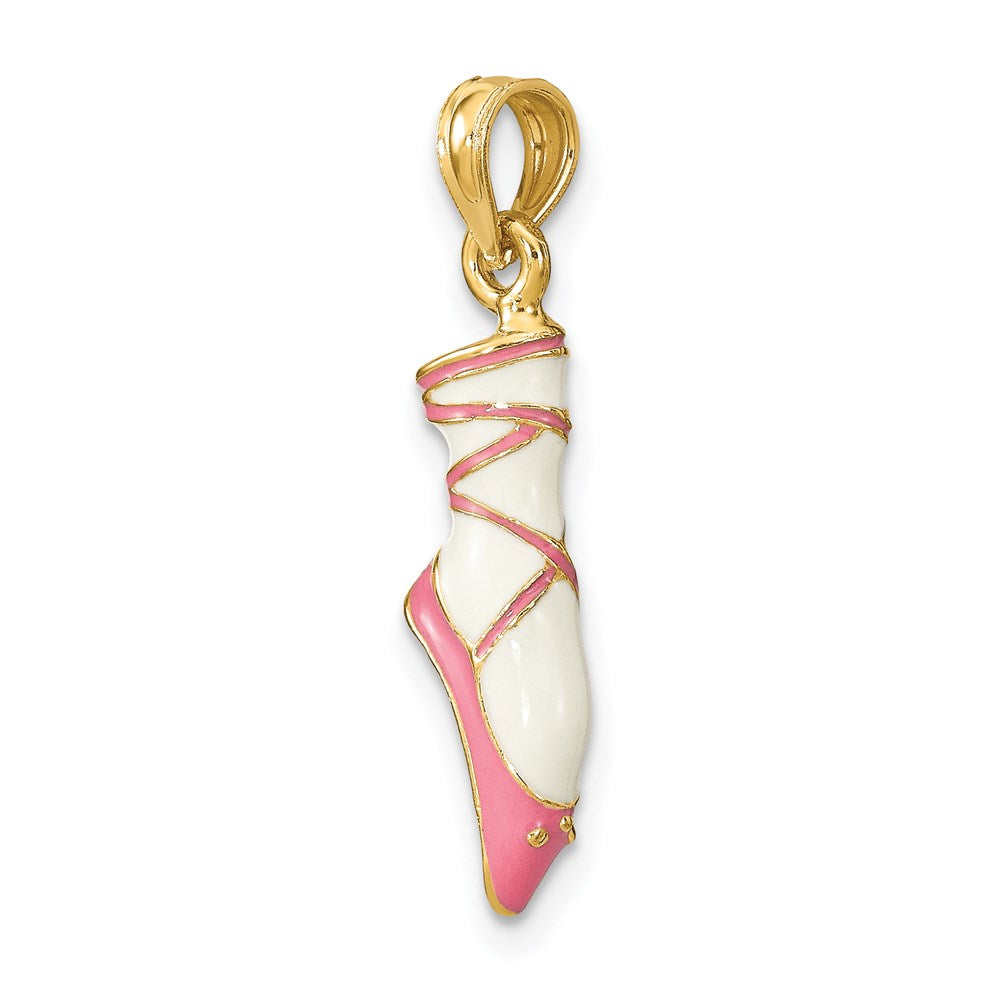 3-D Pink and Enameled Ballet Shoe Charm - WBC