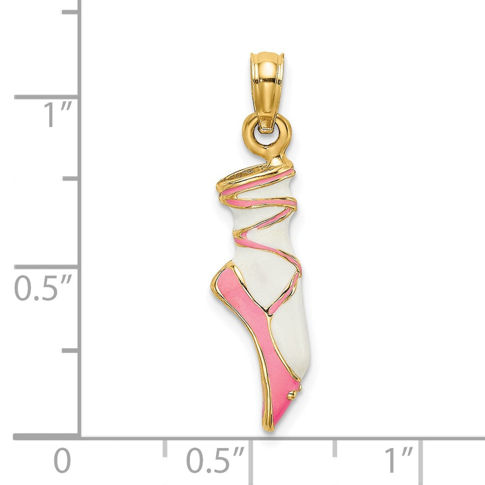 3-D Pink and Enameled Ballet Shoe Charm - WBC