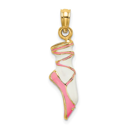 3-D Pink and Enameled Ballet Shoe Charm - WBC