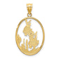 Multi-color Enamel Angelfish In Underwater Scene Oval Charm - WBC