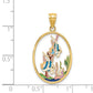 Multi-color Enamel Angelfish In Underwater Scene Oval Charm - WBC