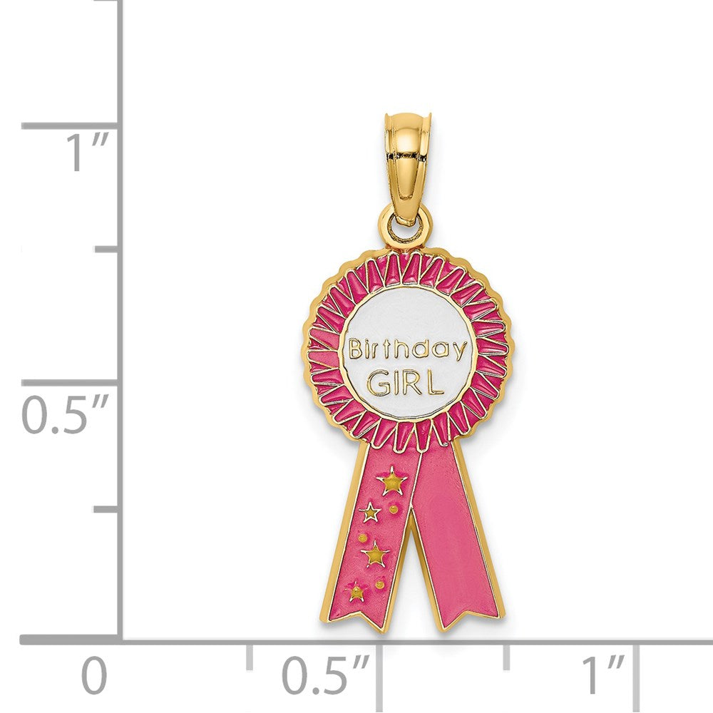 Enamel BIRTHDAY GIRL Pink Ribbon Charm - WBC