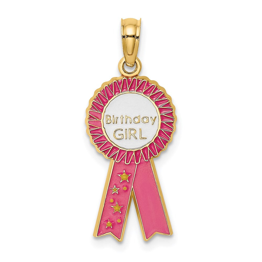 Enamel BIRTHDAY GIRL Pink Ribbon Charm - WBC