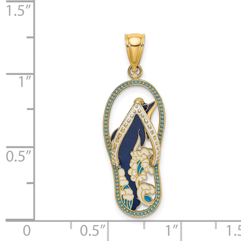 Blue Enameled Dolphin Flip-Flop Charm - WBC