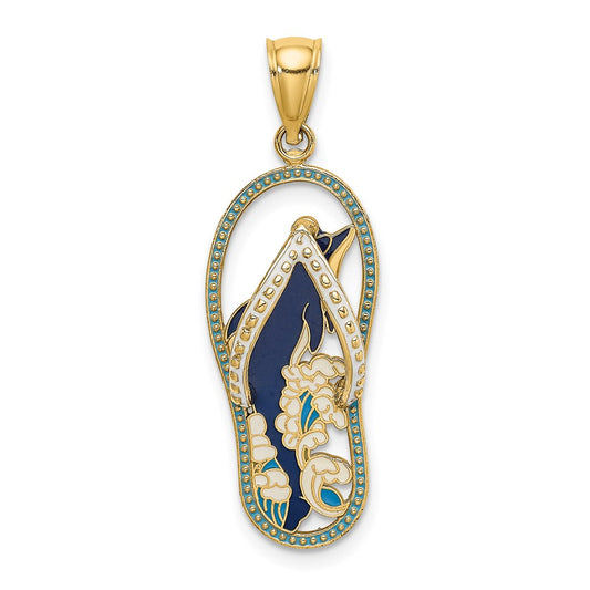 Blue Enameled Dolphin Flip-Flop Charm - WBC