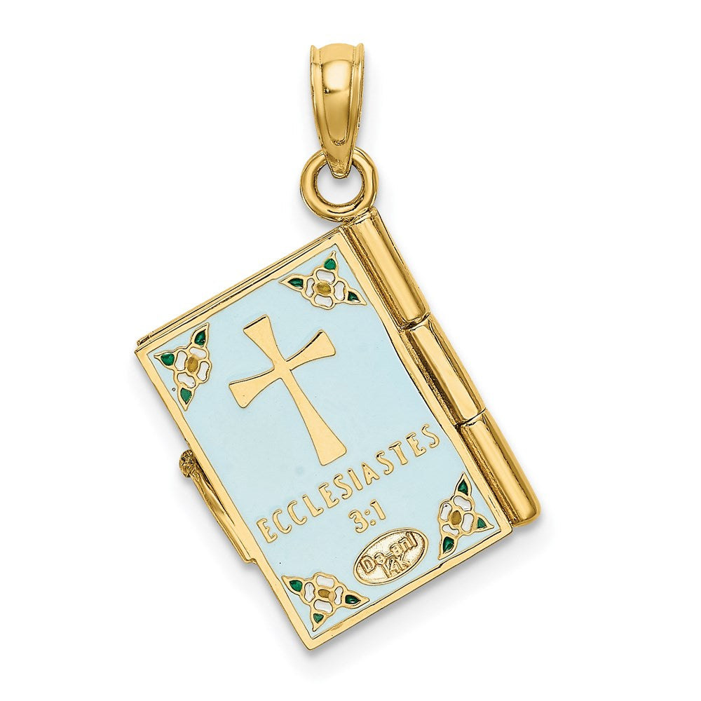 3-D Multi-color Enamel Butterfly Ecclesiastes 3:1 Book with Moveable Pages Pendant - WBC
