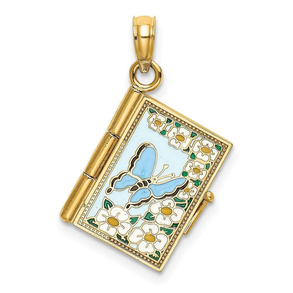 3-D Multi-color Enamel Butterfly Ecclesiastes 3:1 Book with Moveable Pages Pendant - WBC