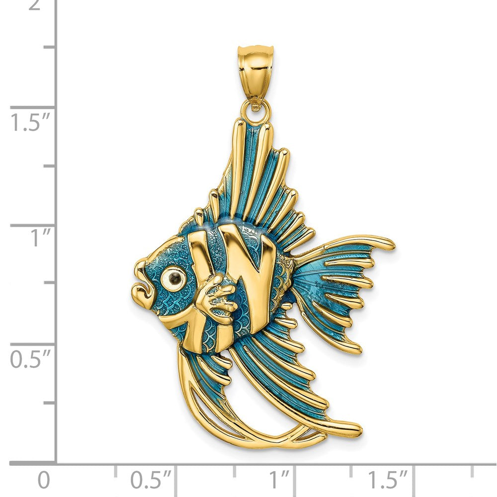 Blue Enameled Large Angelfish Charm - WBC