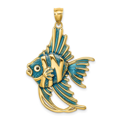 Blue Enameled Large Angelfish Charm - WBC