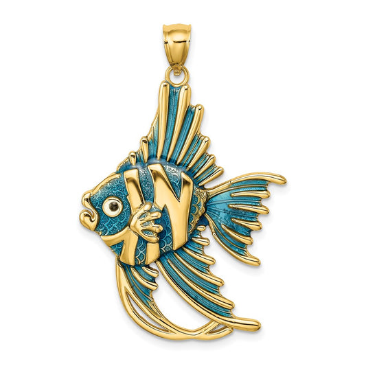 Blue Enameled Large Angelfish Charm - WBC