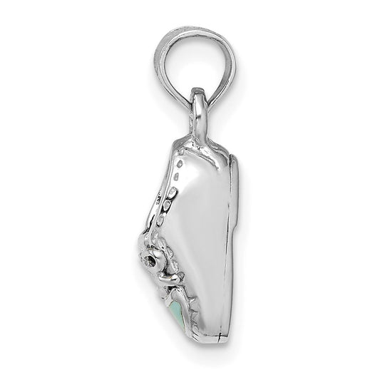 3-D Light Blue Enamel Baby Shoe Charm - WBC